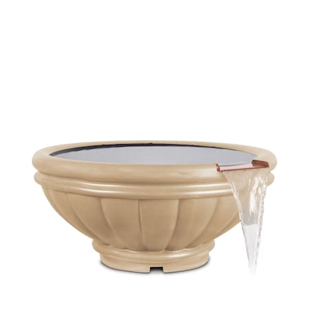 The Outdoor Plus 24 Round Roma Water Bowl - GFRC Concrete - Vanilla - OPT-ROMWO24-VAN